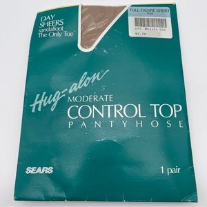VTG Sears Control Top Sheer Sandalfoot Full Figure Short Nude Pantyhose